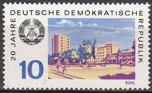 Alemania DDR 1969 Scott 1136 Sello ** Escudo de Armas y Vista de Suhl 10pf Allemagne Duitsland Germania Germany Alemagne Deutschland